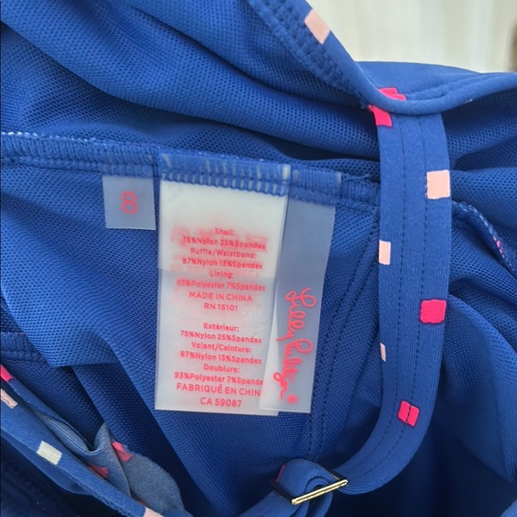 Lilly Pulitzer Delphine Borealis Blue Lilly Squared One Piece Swimsuit sz 8 - Picture 7 of 7